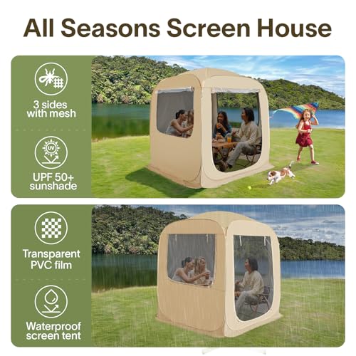 Alvantor Screen House Gazebo, 6-10-15 Person Pop Up Igloo Screened Canopy Tent with Mosquito Netting Sides