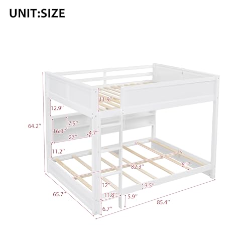 Ball & Cast Twin-Over-Twin Bunk Bed with Twin-Size Trundle and 3 Storage Stairs,Wood Bunkbed w/Full-Length Guardrails,Slat Support
