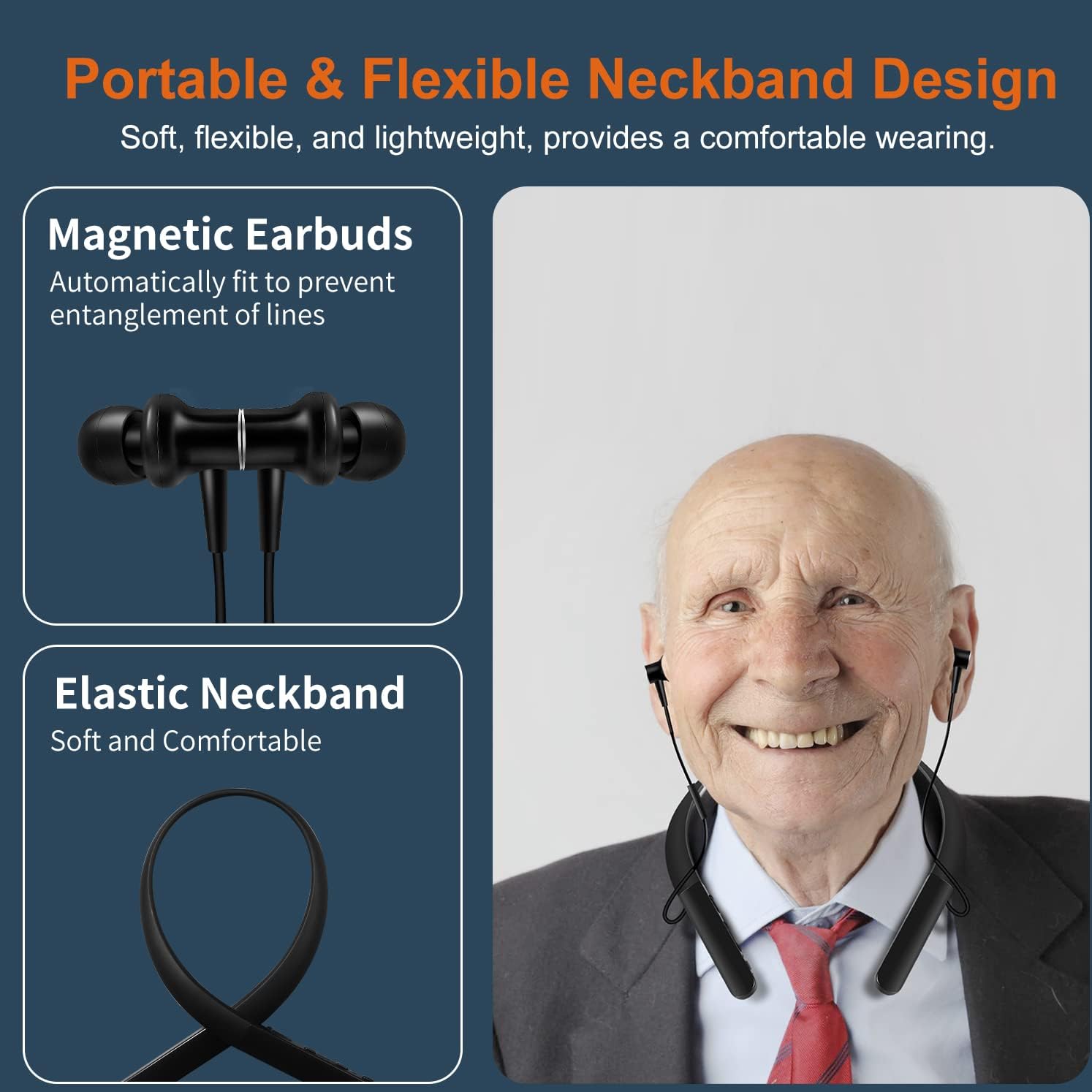 [2022 New] Maihear Rechargeable Bluetooth Hearing Amplifier to Aids for Seniors&Adults, Wireless Neckband Sound Amplifier Enhancer Device