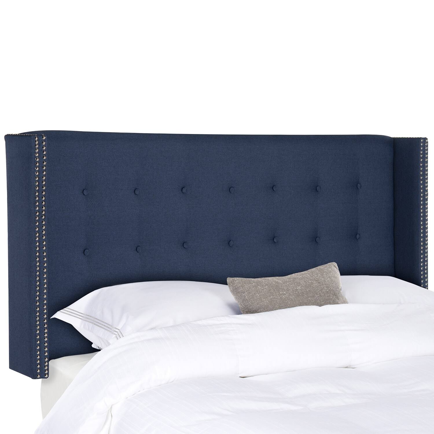 Safavieh Keegan Linen Tufted Winged Headboard - Navy - Queen