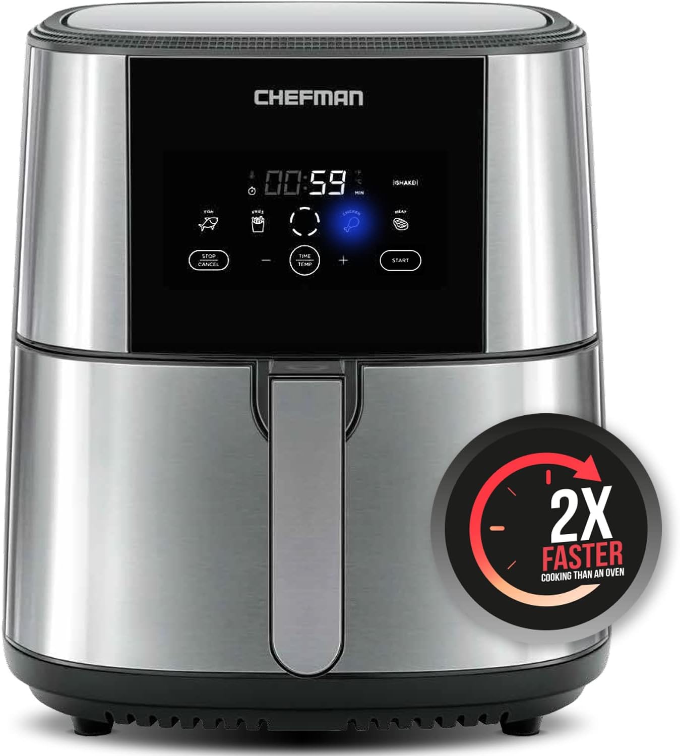 Chefman 6.3 Quart Digital Air Fryer+ Rotisserie, Dehydrator, Convection Oven, 8 Touch Screen Presets Fry, Roast, Dehydrate & Bake, BPA-Free