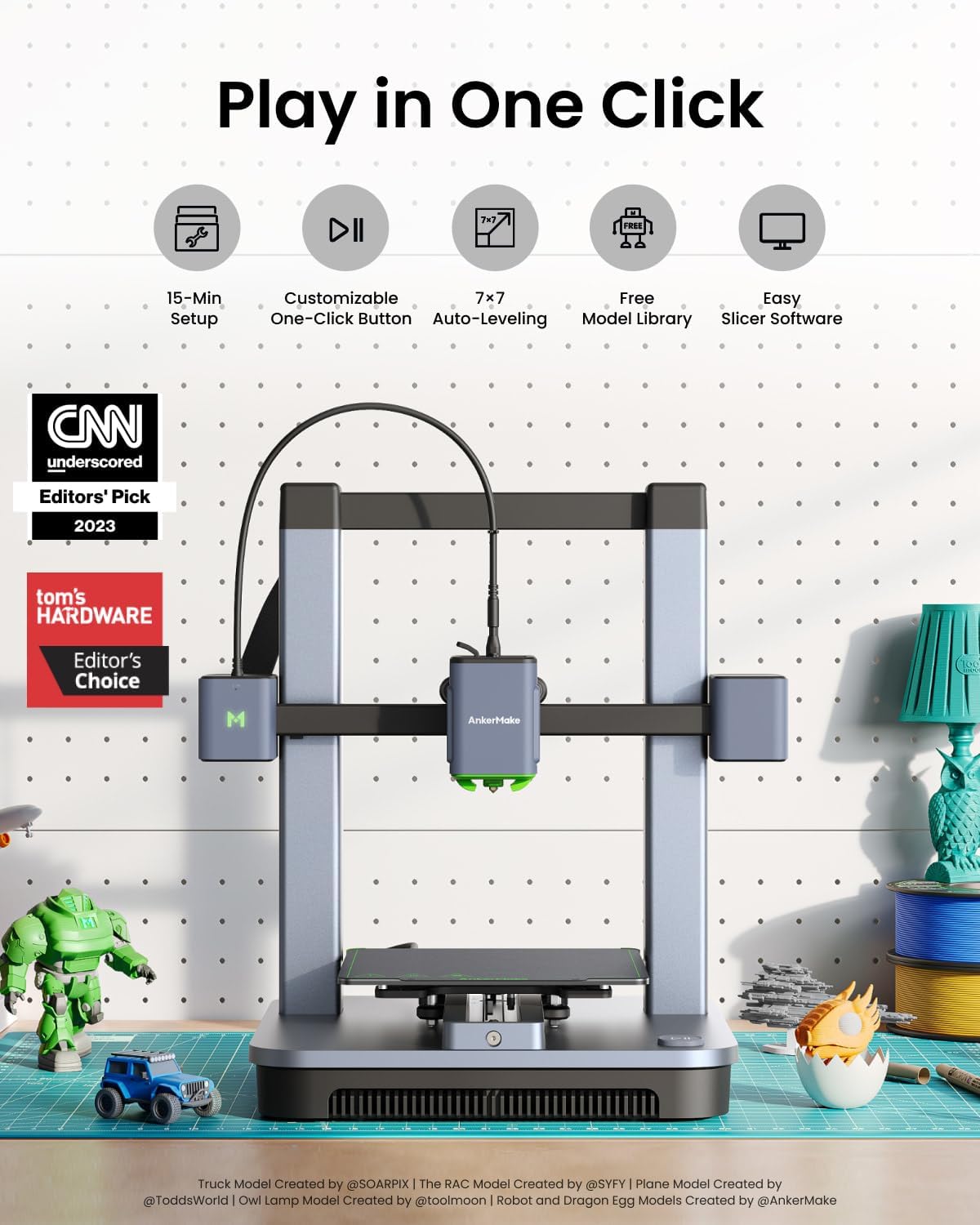 AnkerMake M5C 3D Printer, AnkerMake PLA+ 3D Printing Filament and Accessory Set