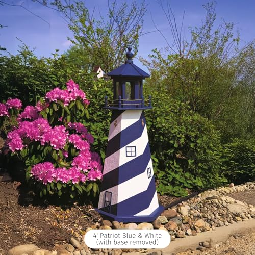 Cape Hatteras, NC Solar Lighthouse with LED Dusk to Dawn Lights, Outdoor Statues for Garden, Solar Lights Outdoor Waterproof Patio Decor