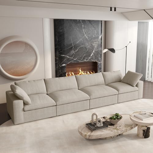 160.6" Cloud Couch Modular Sectional Sofa for Livingroom,Oversized Convertible Sofa with Storage Ottomans,6 Seat Wide Couches