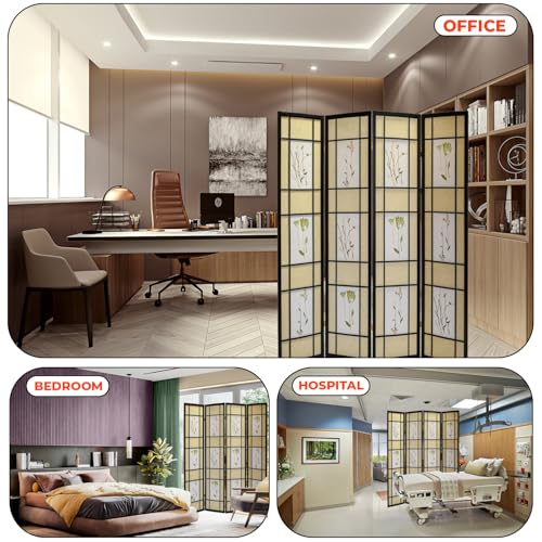 Legacy Decor 3 Panels Room Divider - Portable & Foldable Freestanding Room Privacy Screen - 71” Tall Botanical Floral Dressing Screen