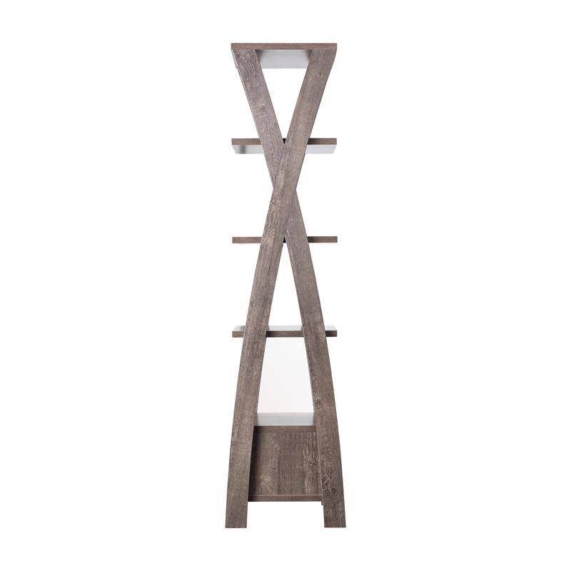 Furniture of America Stokes Wood 4-Shelf 71-inch Standard Bookcase in Walnut Oak - IDI-192436