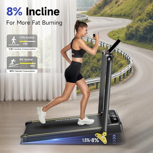 Foldable Treadmill with Incline, Walking Pad with Handle Bar 3 Level Incline, Portable Folding Treadmills for Home/Office 300 Lbs Capacity
