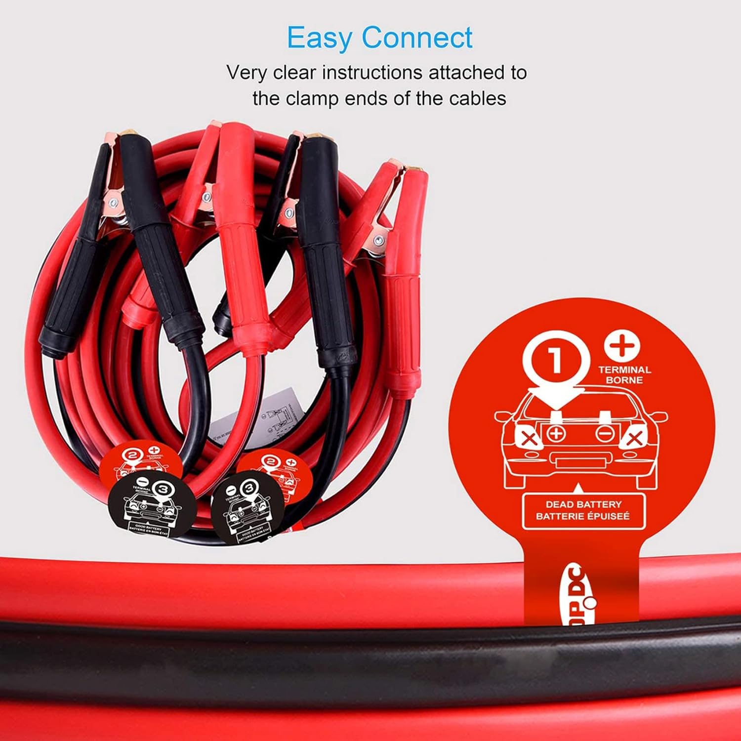 TOPDC Jumper Cables for Car Battery 0 Gauge 20 Feet -40℉ to 167℉ Heavy Duty Booster Cables with Carry Bag (0AWG x 20Ft)