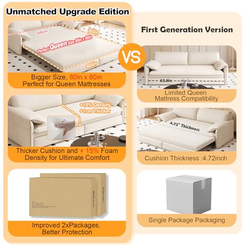 70.1" Futon Sofa Bed Queen Size, Pull Out Bed, 3-in-1 Convertible Sleeper Sofa with 2 Soft Pillows, Modern Velvet Futon Couch for Living Room