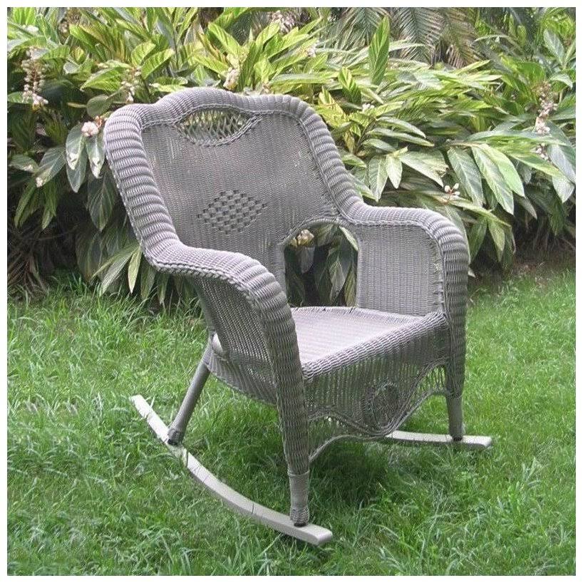 International Caravan Riviera Resin Wicker Outdoor Rocking Chair - White