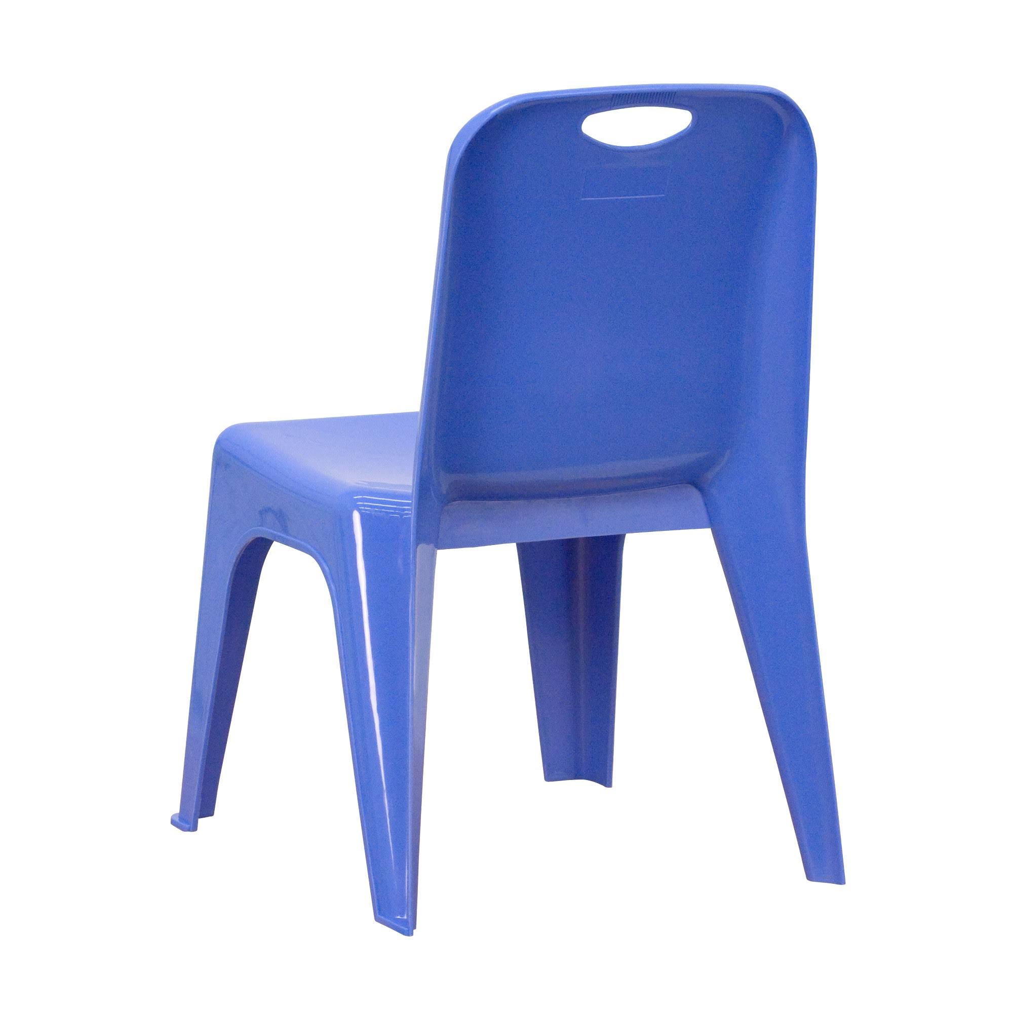 Flash Furniture 4 Pack Blue Plastic Stackable School Chair with Carrying Handle and 11