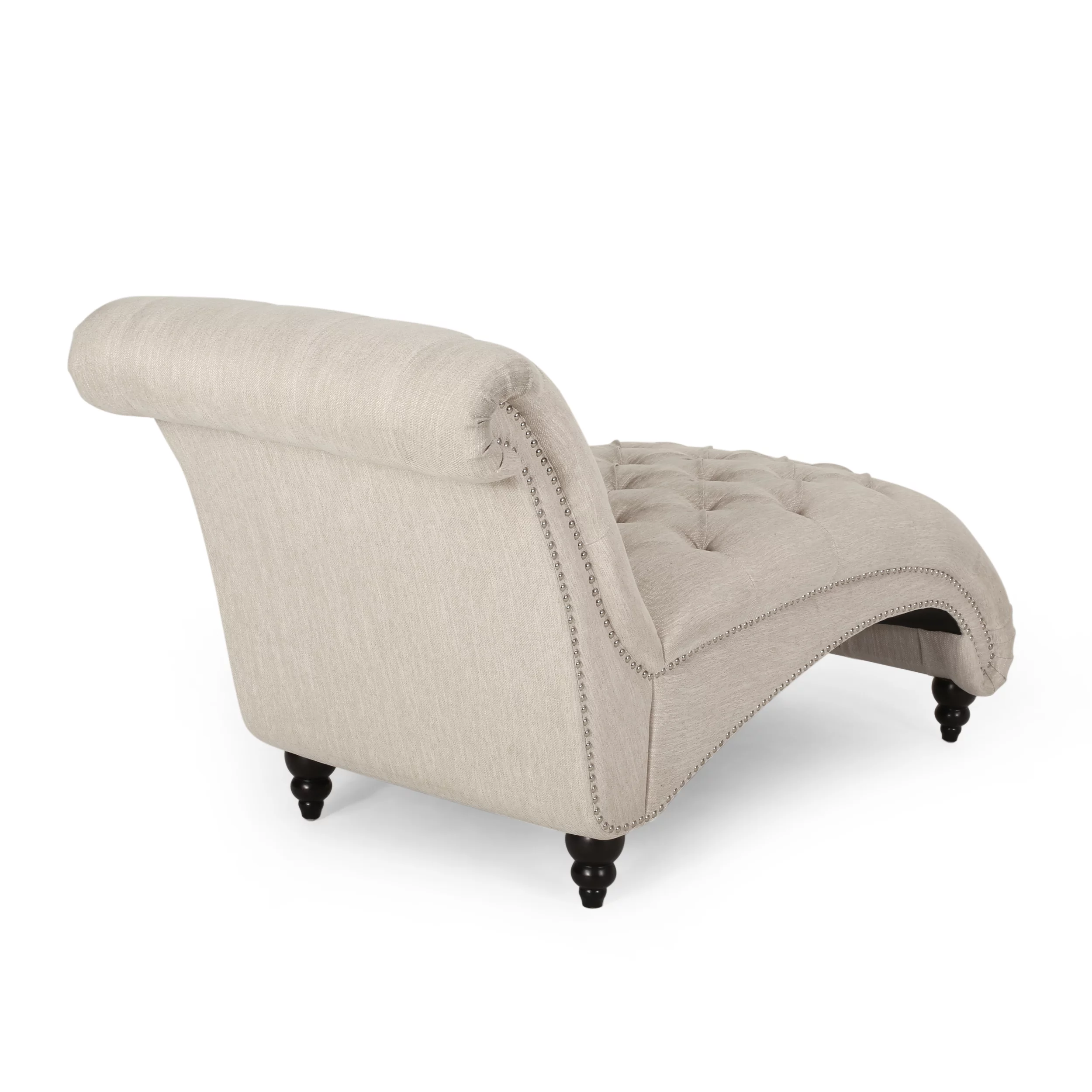 Noble House Hammett Indoor Button Tufted Chaise Lounge, Beige