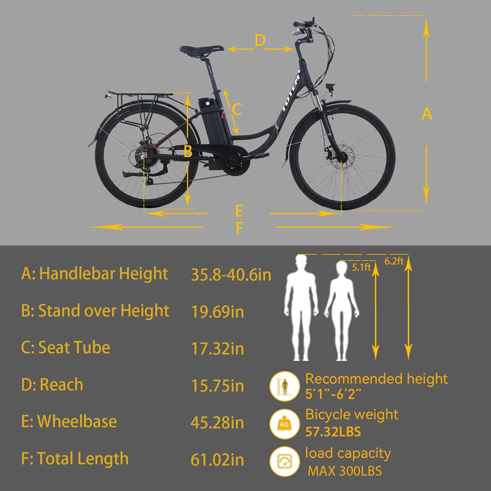 Ltmate Skyline Electric Bike for Adults, 26” Ebike 350W Powerful Motor, 36V 10.4Ah Removable Battery Electric Cruiser Bike, Shimano 7-Speed Gears