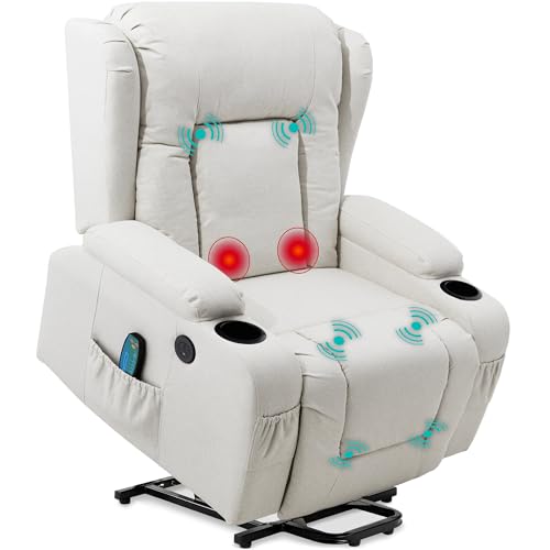 Best Choice Products Modern Linen Electric Power Lift Chair, Recliner Massage Chair, Adjustable Furniture for Back, Legs w/ 3 Positions, USB Port