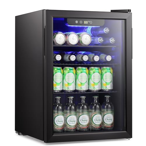 Antarctic Star Beverage Refrigerator Cooler, Mini Fridge Glass Door for Beer Drinks or Wine for Home and Bar, Electronic Temperature Control