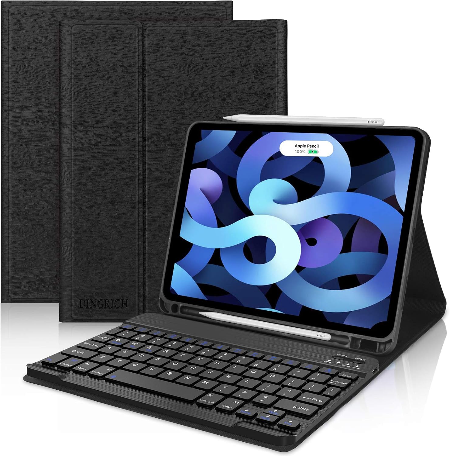 Touchpad iPad Air 5th Generation 10.9-inch 2022 Case with Keyboard, Magic Rainbow Keyboard with Pencil Holder