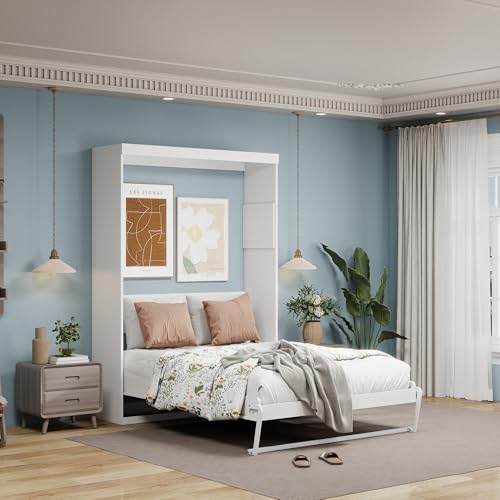 Black Wood Full Size Murphy Bed, Murphy Bed Full Space-Saving Wall Beds