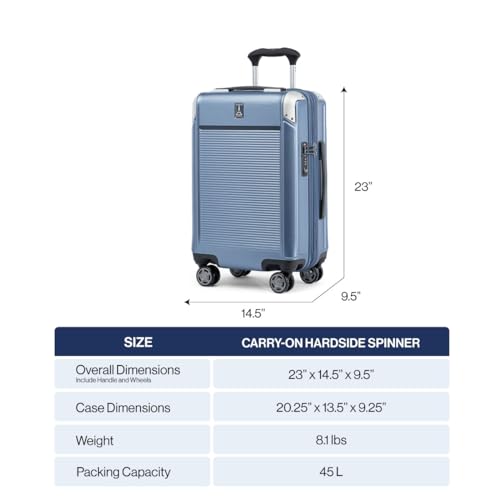Travelpro Platinum Elite Hardside Expandable Carry on Luggage, 8 Wheel Spinner, TSA Lock, Hard Shell Polycarbonate Suitcase, Metallic Sand