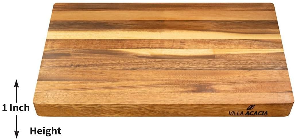 Villa Acacia Extra Large Wood Cutting Board 24 x 18 Inch, 1.5 Inches Thick, Reversible Wooden Kitchen Block
