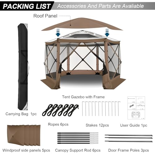 COBIZI 12x12ft Pop up Gazebo Screen Tent Screen House for Camping, Camping Outdoor Screened Gazebo, Canopy Tent