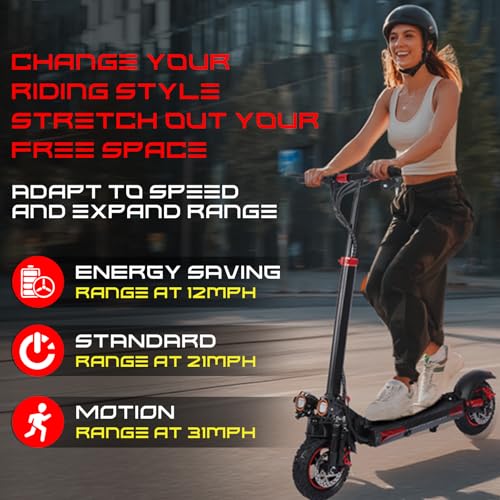 Electric Scooter for Adults - 37 Mile Range, 34MPH Top Speed, 1200W Motor,11" Off-Road Tires, 48V18AH, Foldable E-Scooter with Seat & LED Lights