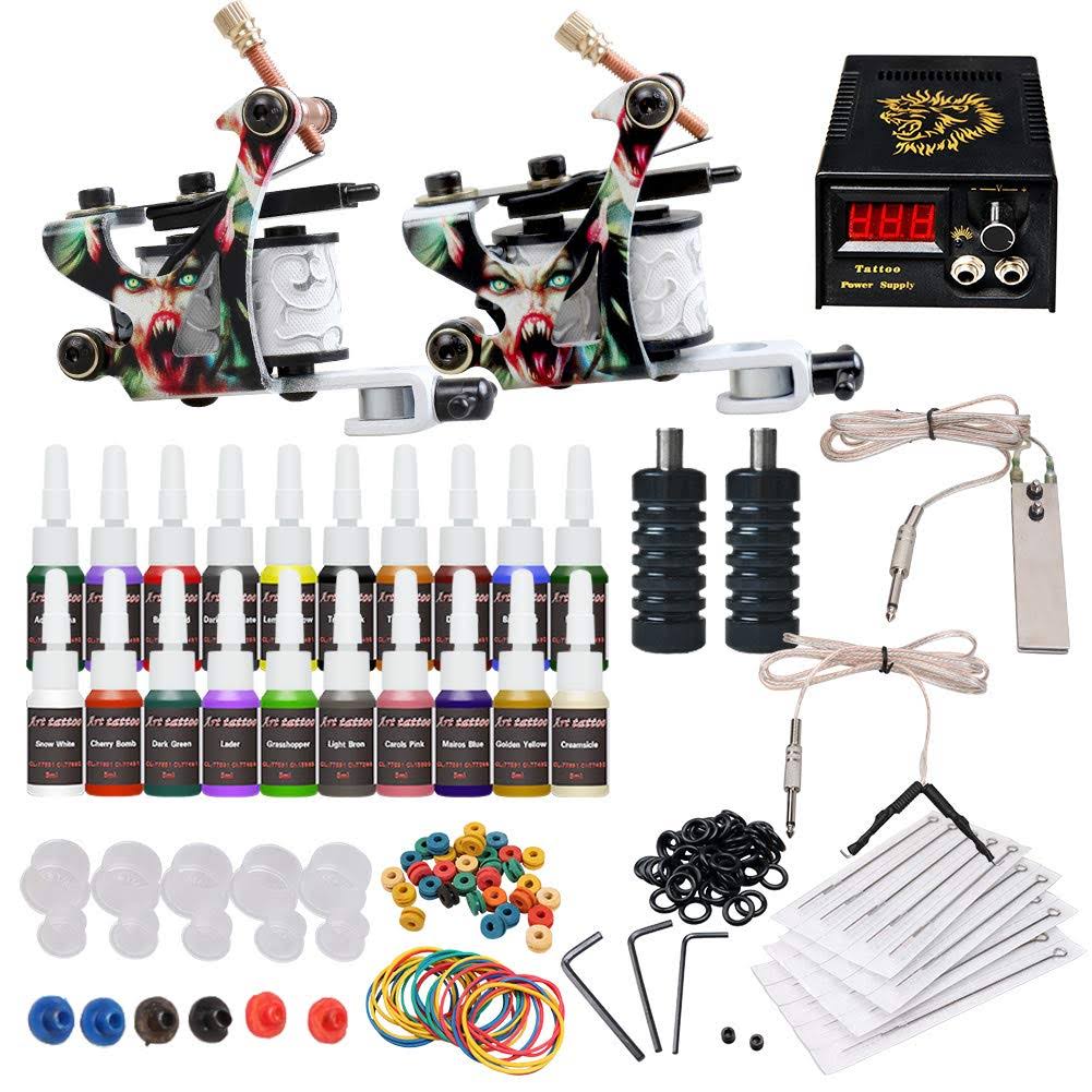 Dragonhawk Complete Tattoo Kit 2 Machine Gun Power Needles 20 Inks L3 - Megean