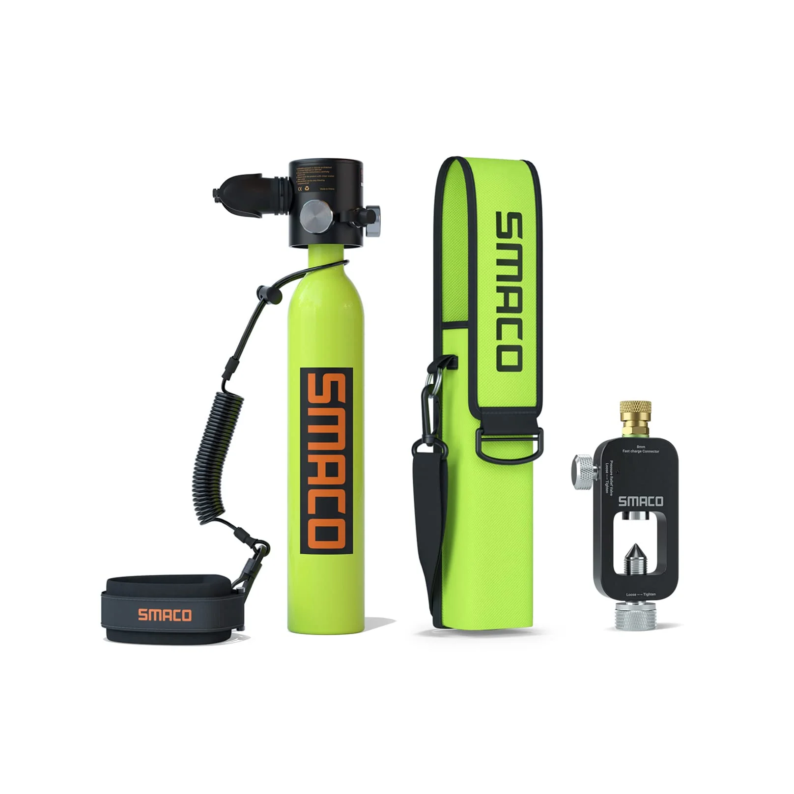 SMACO S300 Plus Mini Scuba Tank 0.5L Portable Mini Diving Tank Reusable Pony Bottle with Adapter-Green