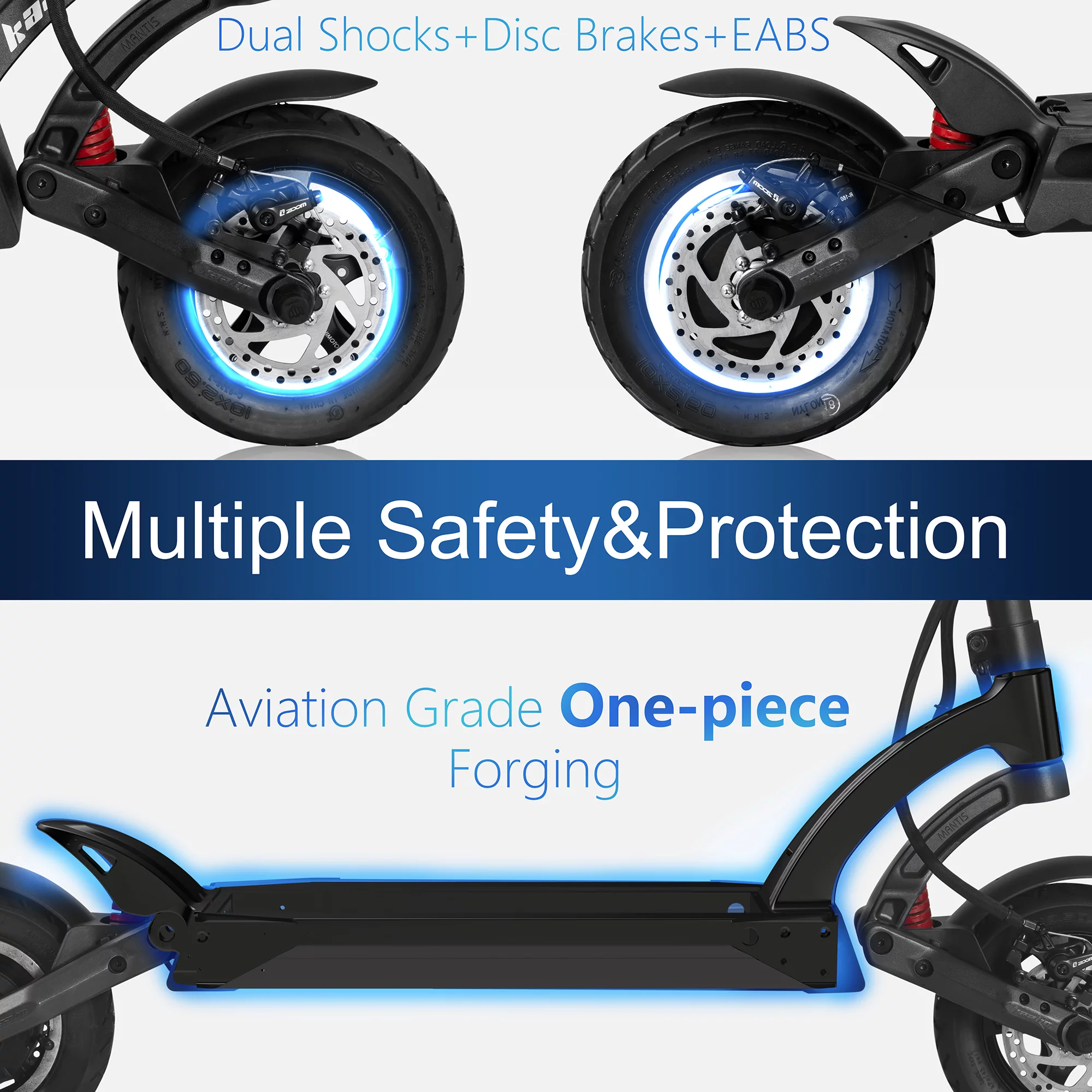 Kaabo Electric Scooter for Adults Mantis 10,High Performance Comfort Scooter with 25 Miles Range,Max Speed 19 MPH, Max Gear motor 500W