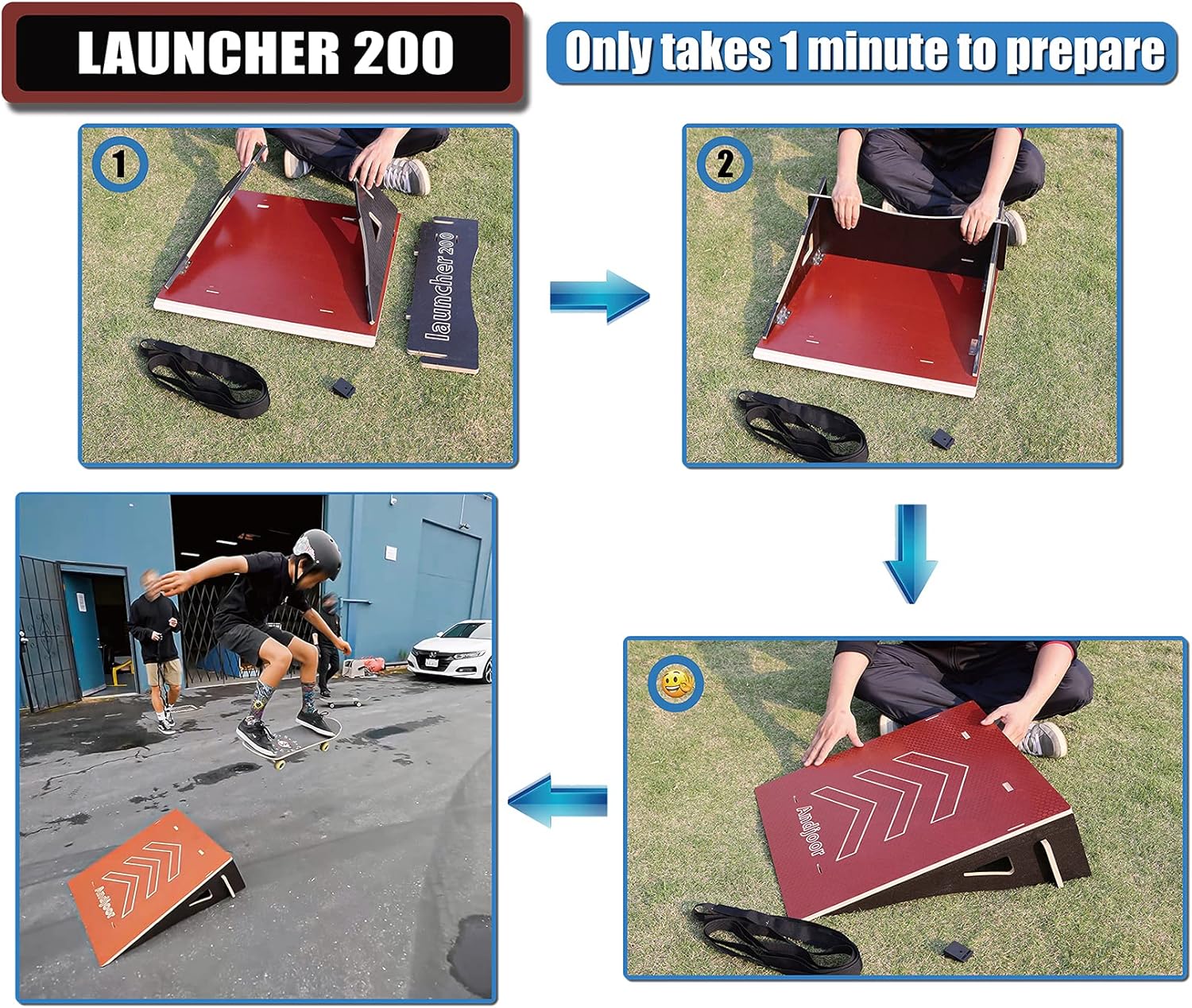 Andjoor Skateboard ramp Bike ramp Scooter ramp Skate ramp RC ramp BMX ramp RC car ramp Dirt Bike ramps for Kids Jumping