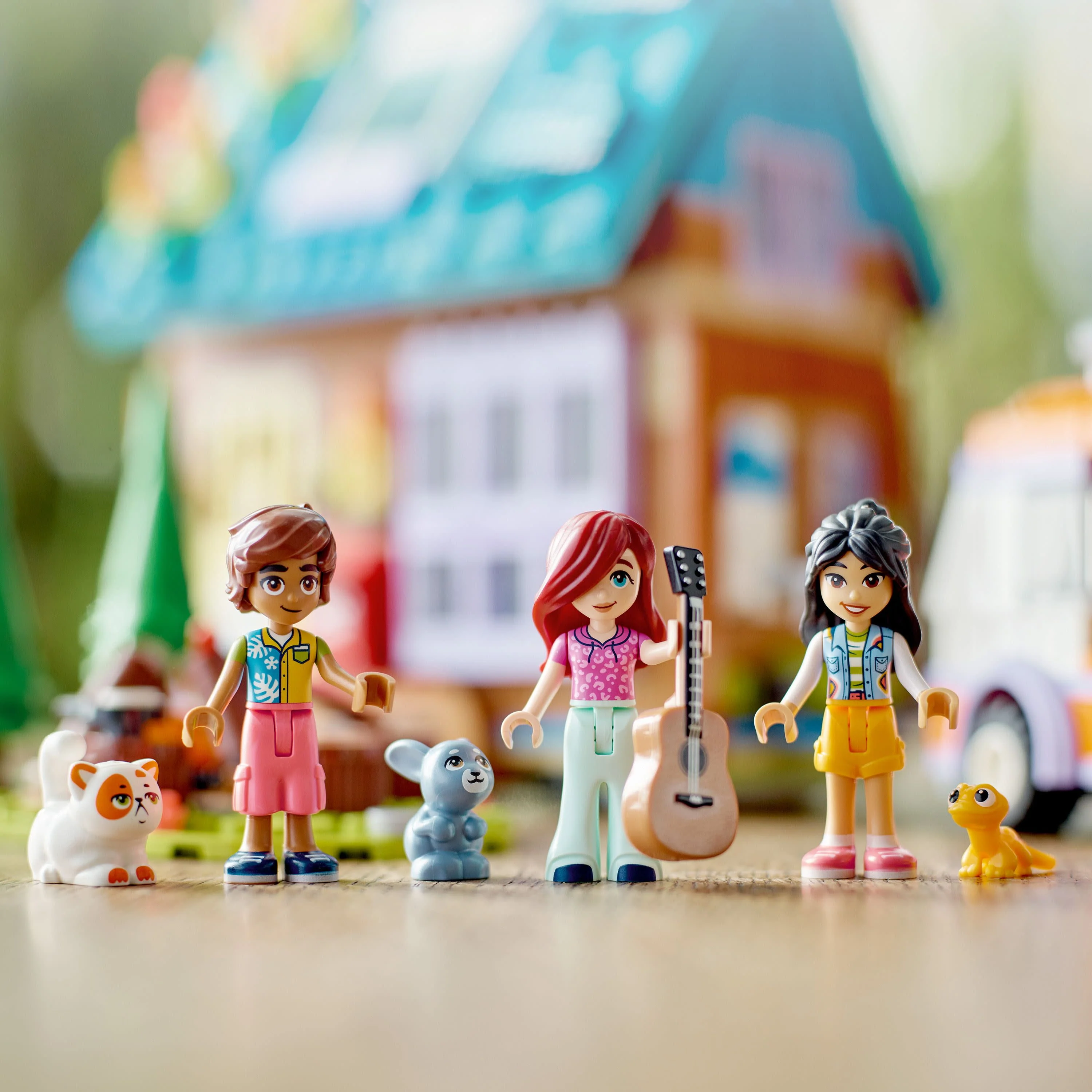 LEGO Friends Mobile Tiny House 41735, Forest Camping Dollhouse Pretend Play Set with Toy Car, Includes Leo & Liann Friendship Mini-Dolls