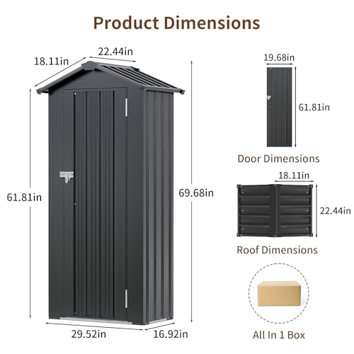 NicBex 6×5 Resin Outdoor Storage Shed with Floor & Window– All-Weather Lockable Small Tool Shed