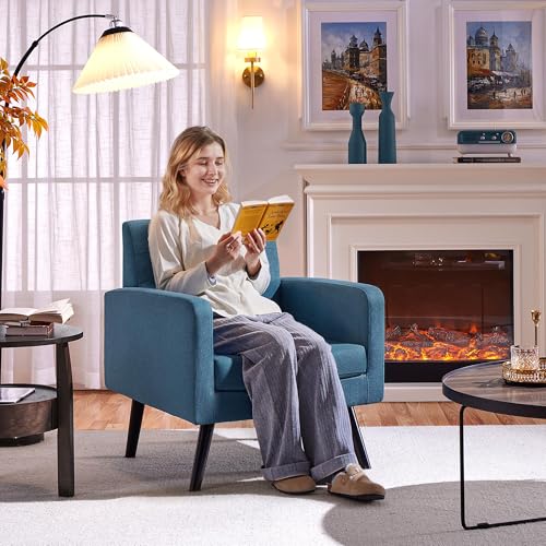 Yaheetech Mid-Century Accent Chairs, PU Leather Modern Upholstered Living Room Chair