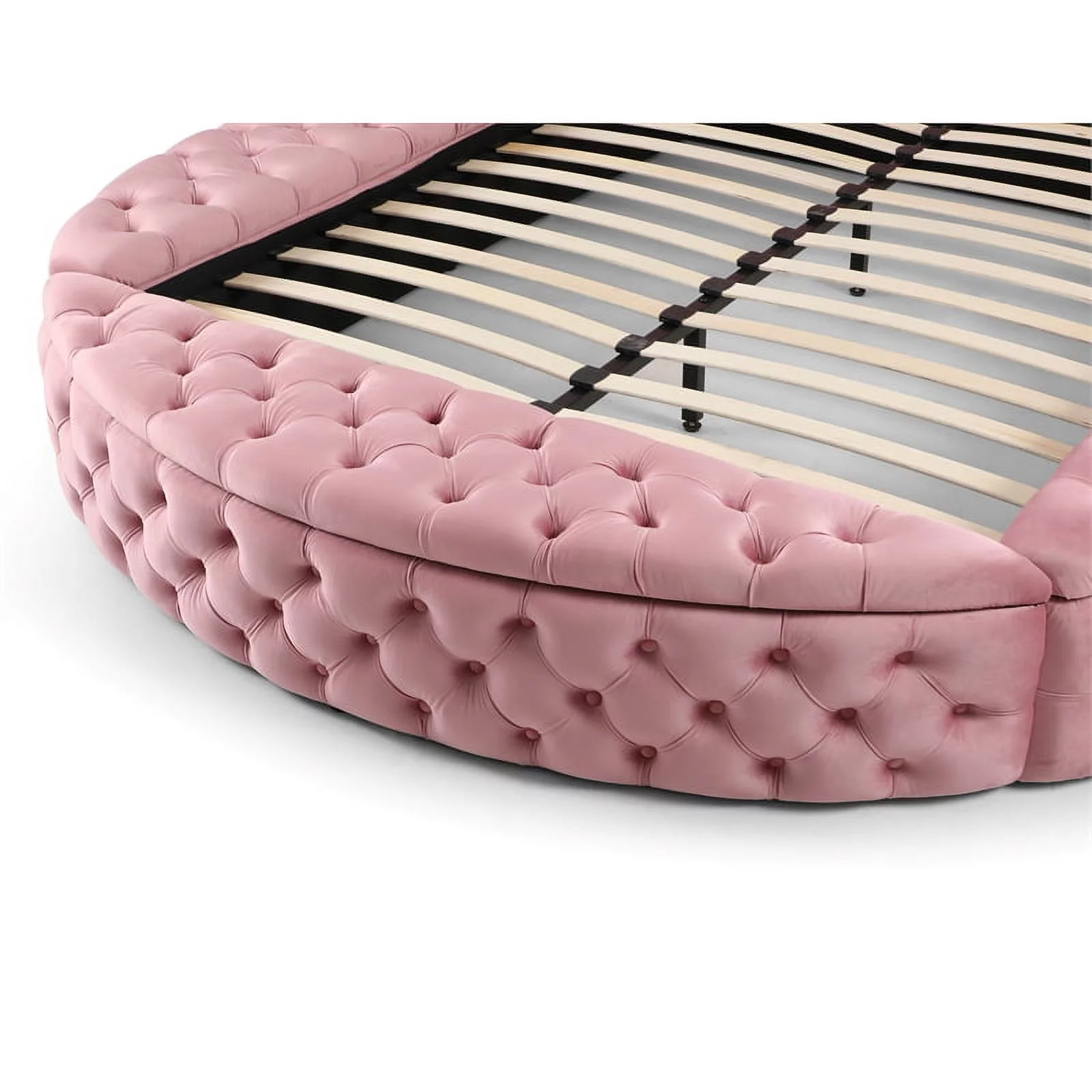 Better Home Products Elizabeth 107 x 101" Velvet Upholstered King Bed in Pink