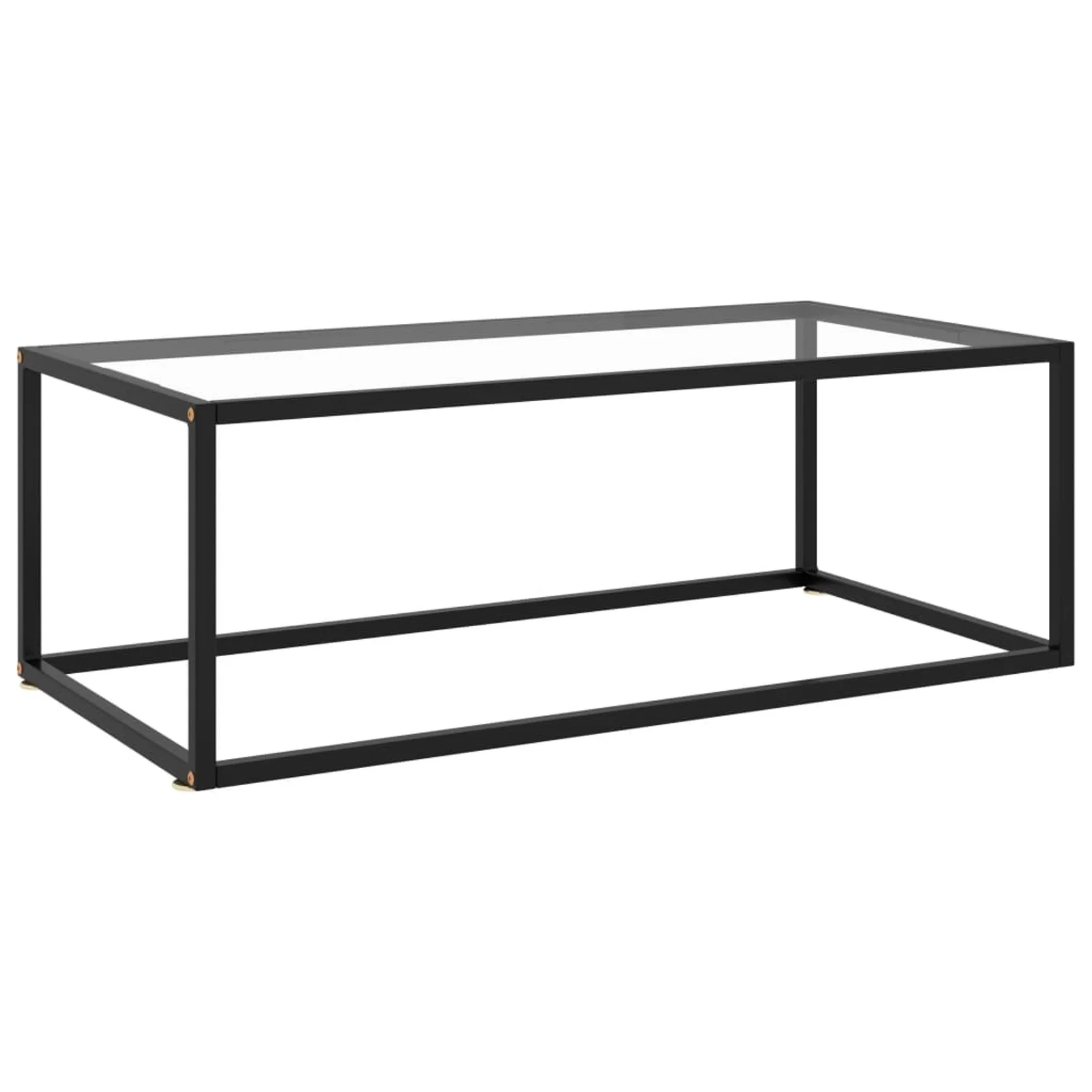 Dcenta Modern Coffee Table Tempered Glass Tabletop Sofa and Couch End Side Table Steel Frame for Living Room