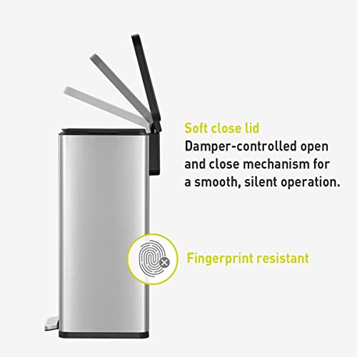 EKO EcoCasa II 36L+24L Dual Trash Can with Recycle Bin, Stainless Steel Garbage Can with Lid, Deodorizer Compartment