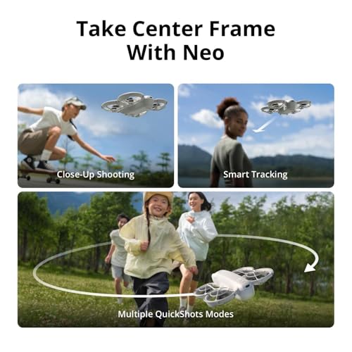 DJI Neo, Mini Drone with 4K UHD Camera for Adults, 135g Self Flying Drone that Follows You, Palm Takeoff, Subject Tracking, QuickShots