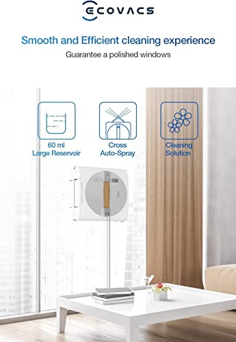 ECOVACS Winbot W1 Pro Window Cleaning Robot, Intelligent Cleaning with Dual Cross Water Spray Technology, Win SLAM 3.0 Path Planning