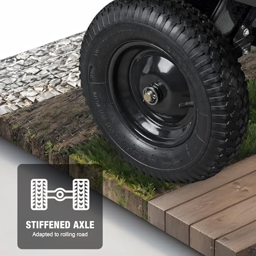 BIG RED Heavy Duty ATV Trailer Steel Dump Cart: Yard Garden Trailer for Lawn Mower, Tractor, Garden Waste - 450lbs, 10 cu.ft Capacity