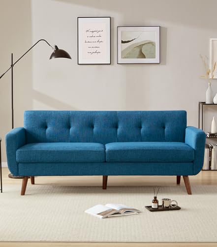 Tbfit L Shaped Couch Sofa, 80" W Mid-Century Modern Sectional Couches, 3 Seater Sofas with Wide Chaise Lounge & Two Pillows