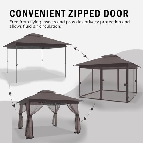 Outdoor Pop Up Gazebo 10x10 - Instant Canopy Tent with Mosquito Nettings