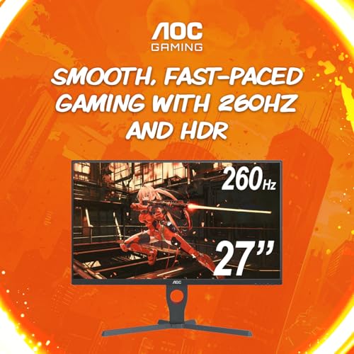 AOC C27G2Z 27" Curved Frameless Ultra-Fast Gaming Monitor, FHD 1080p, 0.5ms 240Hz, FreeSync, 2x HDMI 2.0, 1x Display Port, Height Adjustable