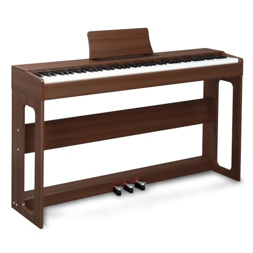 Ktaxon Digital Piano 88-Key Weighted Action Electric Piano with 3-Pedal Unit, Double Bluetooth, Split/Touch/Transpose Control Functions(Black)