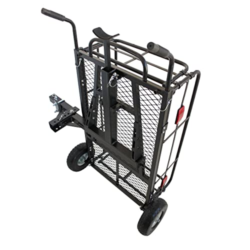 MaxxHaul 50243 Foldable Hitch N Roll Cargo Carrier Cart With Quick Detachable Basket Rack With 10 inch Flat Free Tires for Home Camp Travel Ranch SUV