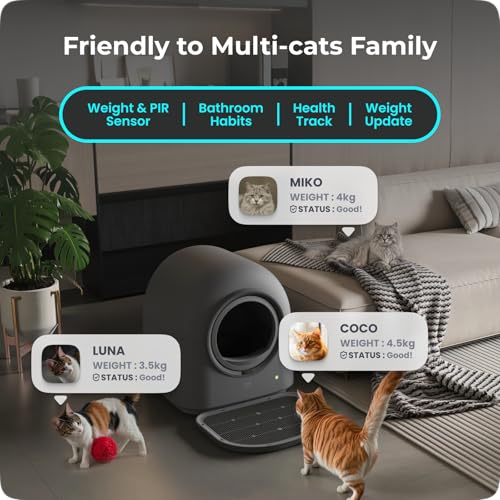 TYPro Self Cleaning Cat Litter Box Automatic Hands-Free Smart Robot self Cleaning Cat Litter Box for Multiple Cats with APP Control Safe with Litter