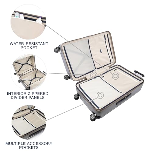 Travelpro Platinum Elite Hardside Expandable Carry on Luggage, 8 Wheel Spinner, TSA Lock, Hard Shell Polycarbonate Suitcase, Metallic Sand