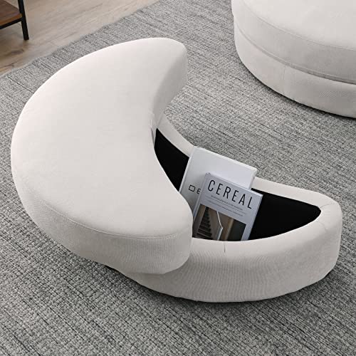 51.5-Inch Oversized Swivel Accent Barrel Chair with Storage Ottoman ,Button Decor and 4 Pillows