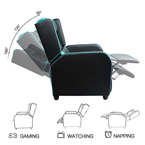 VITESSE VIT Gaming Recliner Chair Racing Style Single PU Leather Sofa Modern Living Room Recliners Ergonomic Comfortable Home Theater Seating, Blue.