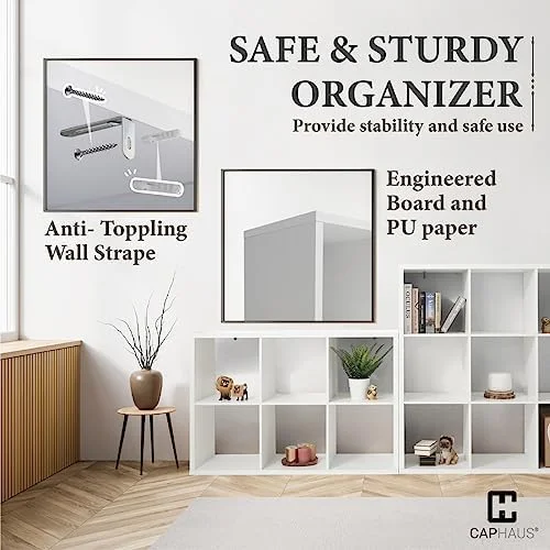 GEROBOOM Sturdy Room 13-Inch Cube  Organizer   with Extra Thick Exterior Edge  Open   Divider  Bookcase  6-Cube / 8-Cube / 9-Cube  Colors Available