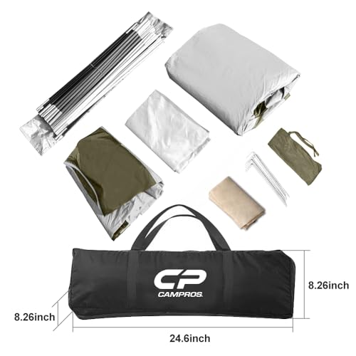 CAMPROS CP Tent 8 Person Camping Tents, Weather Resistant Family Tent, 5 Large Mesh Windows, Double Layer, Divided Curtain for Separated Room