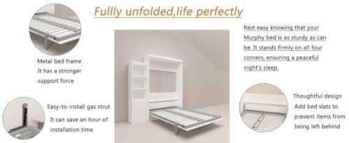 Ball & Cast Queen Size Murphy Bed Hideaway Wall Chest with Top Shelves & USB,Storage Cabinet Bed Frame w/Slat Support